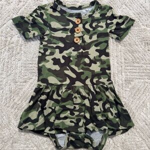 Posh Peanut Green Camouflage Bodysuit Dress
